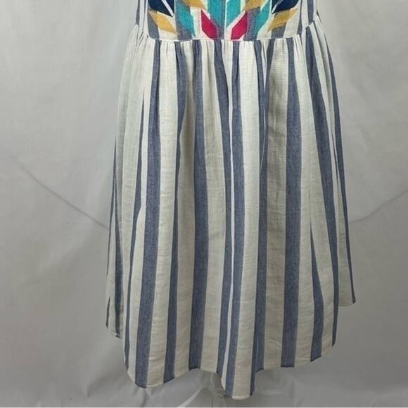 Altar’d State Embroidered Blue & White Striped 100% Cotton Dress NWOT Size S - Picture 4 of 11